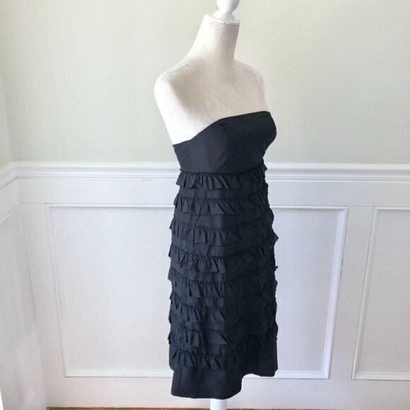 Gap Strapless Tiered Black Ruffle Dress 2 XS - Picture 1 of 5